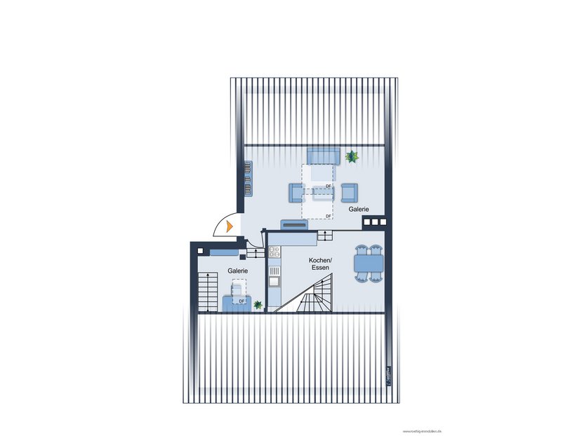 Galerieebene - Grundrissskizze der Wohnung - nicht maßstabsgetreu - Möblierung dient lediglich zur Veranschaulichung und ist nicht Bestandteil der Wohnung
