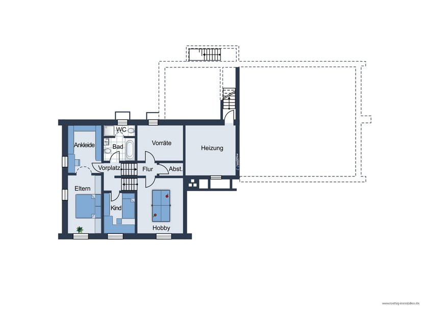 Grundrissskizze des Hauses - Ebene 4 - nicht maßstabsgetreu - Möblierung dient lediglich der Veranschaulichung und ist teilweise nicht Bestandteil der Immobilie