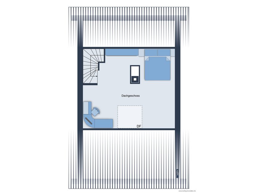 2. Obergeschoss - Grundrissskizze des Hauses - nicht maßstabsgetreu - Möblierung dient lediglich zur Veranschaulichung und ist nicht Bestandteil des Hauses